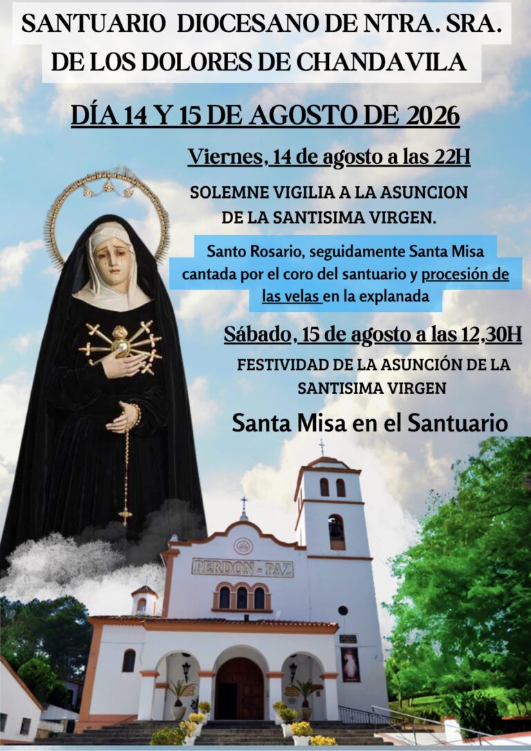 Programação especial no Santuário por ocasião da Assunção da Santíssima Virgem.