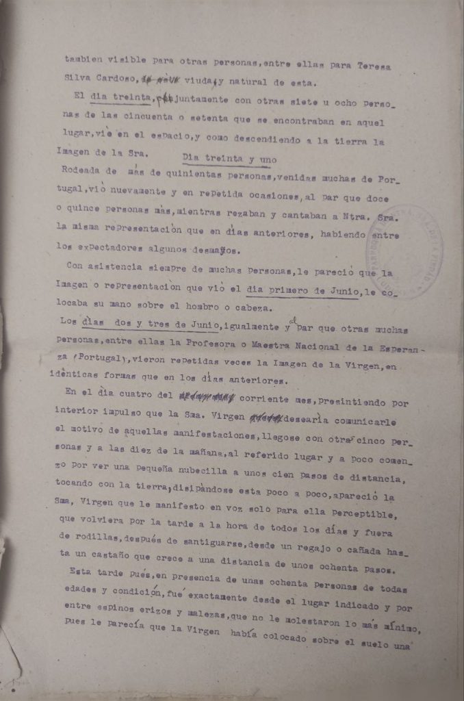 Declaración de Ana Brígido Blanco - Santuario de Chandavila